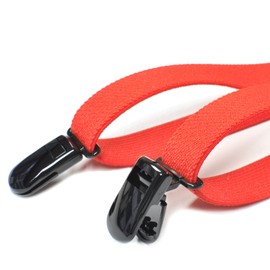 KASAJIMA Men's Suspenders, 0.8 inches (21 mm), Made in Japan, Thin, Thin, Quick Removal, Non-Metal, Rustproof, Resin, Clip, Plastic, red