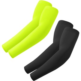 fuinloth Gaming Arm Sleeves, Arm Warmers Arm Protectors for Women/Men, Volleyball Basketball Sports Sleeves, 2 Pairs - Black+Fluorescent, Unit size