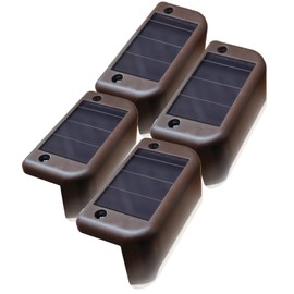 Maxsa 47332 Solar Powered Weatherproof Dusk to Dawn Lights for Steps, Decks, and Railings (4-Pack), Brown