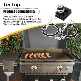 3 Outlet AA Battery Electronic Grill Igniter Kit with Ceramic Ignition Pins, Compatible with Blackstone 28 Inch Griddle with Air Fryers Combo, 3 Outlet Push Button Spark Ignitor Fit 2-Burner Grill