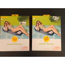 Sun Squad Lot of 2 --- Sun Squad Inflatable Hammock Pool Float - Navy & White