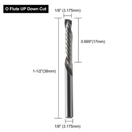 Hozly 1/8 Inch Shank Carbide Spiral O Flute Up & Down Compression End Mill CNC Router Bits, CNC Carving Cutters for Wood Carving Engraving Grinding Grooving (3.175x3.175x17mm)