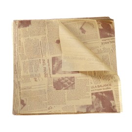 HARFINGTON 200pcs Wax Paper Sheets Square Sheets 12" x 11" Old Newspaper Style Food Wrapping Paper for Sandwich Baking Paper Liners Picnic Basket Bread Hamburger Wrap Kitchen, Brown