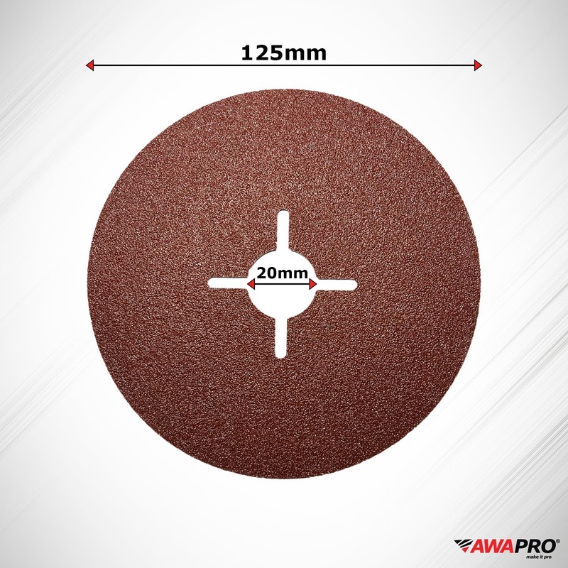AWAPRO Fibre Discs 125 mm - Grit P120 - Pack