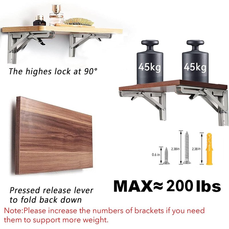 Folding Shelf Brackets 24 inch 2 Pcs - Heavy Duty