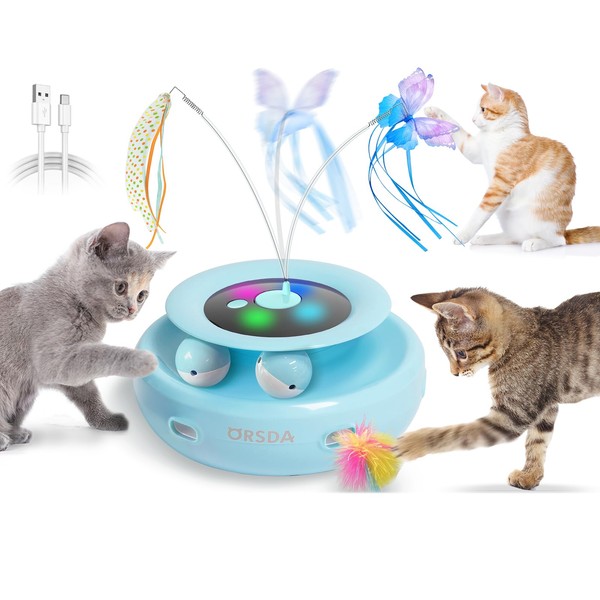ORSDA Cat Toy, 3-in-1 Automatic Cat Toys for Indoor Cats,