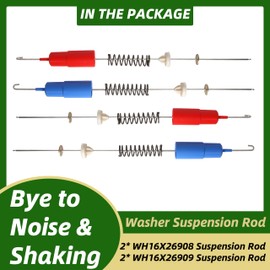 WH16X26908 WH16X26909 Washer Suspension Rod 4 PCS Fit for Hotpoint for GE Washer for GTW220ACK7WW, GTW330ASK3WW, HTW240ASK5WS, HTW240ASK6WS