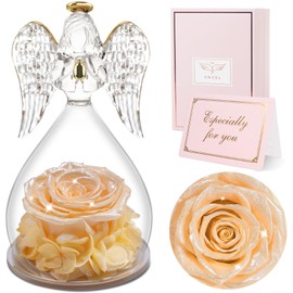Sunia Gifts for Mum, Eternal Rose Angel Figure, Birthday Gift for Women, Mother, Grandma, Eternal Flower in Angel Glass Dome, Mother's Day Gifts for Mum, Gifts for Mother's Day, Guardian Angel