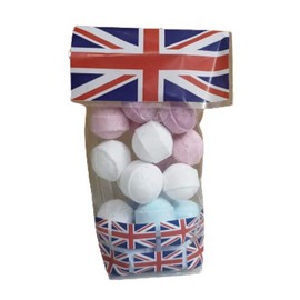 Union Jack Gift Bag - 20 x Random Scented Bath Marbles Fizzers Mini Bombs (10g Each)