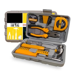 Compact Homeowner Tool Set 24 Pieces Tool Kit For Home General Household Small Hand DIY Tool Kit with Plastic Tool Box Storage Case TIIFyXC