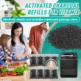 8-Pack Activated Charcoal Refills for Vitamix FC-50-SP Foodcycler Smart Waste Composter - Odor Absorbing Filter Refills Compatible with Vitamix Electric Compost Bin
