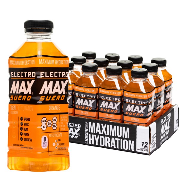 ELECTROMAX Electrolyte drink for Hydration and recovery. ZERO calories 12-Pack 21.3oz (630ml) (Orange)