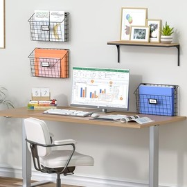 X-cosrack Estante colgante desmontable para archivos de pared&Soporte de archivos de pared de metal de 3 niveles con ranura para etiqueta, se monta en