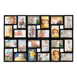 HELLO LAURA 4×6 Collage Picture Frames,24 Opening Photo Collage Frame for Wall Decor,Multi Family Photo for Gallery Decor, Hanging Display - Black