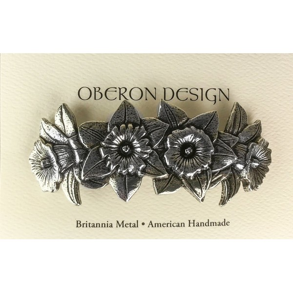 Daffodil Hair Clip, Hand Crafted Metal Barrette Made in the USA with a Large 80mm Clip by Oberon Design