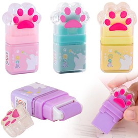 Roller Eraser Set of 4 Erasers Cute Cat Paw Shape Double Sided Roller Eraser with Removable Small Small Portable Portable Writing Instruments School Office Supplies Learning Stationery Primary School