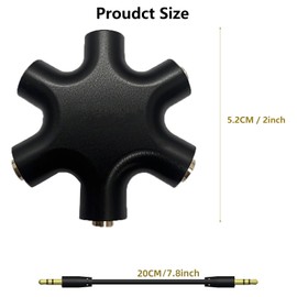Typheoniks 5-Jack Audio Headphone Splitter for 3.5mm Devices Multi Earphone Splitter Adaptor 5 Ports Female Connector Adapter