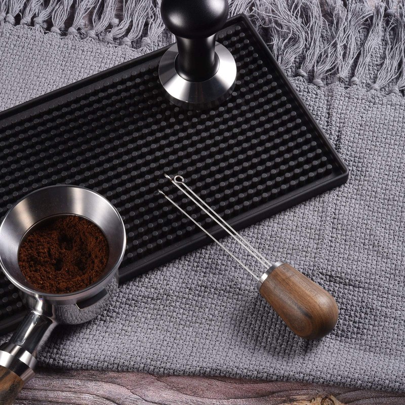 Espresso Coffee Stirrer, SANTOW Wood Handle Needle Type Coffee Distribution