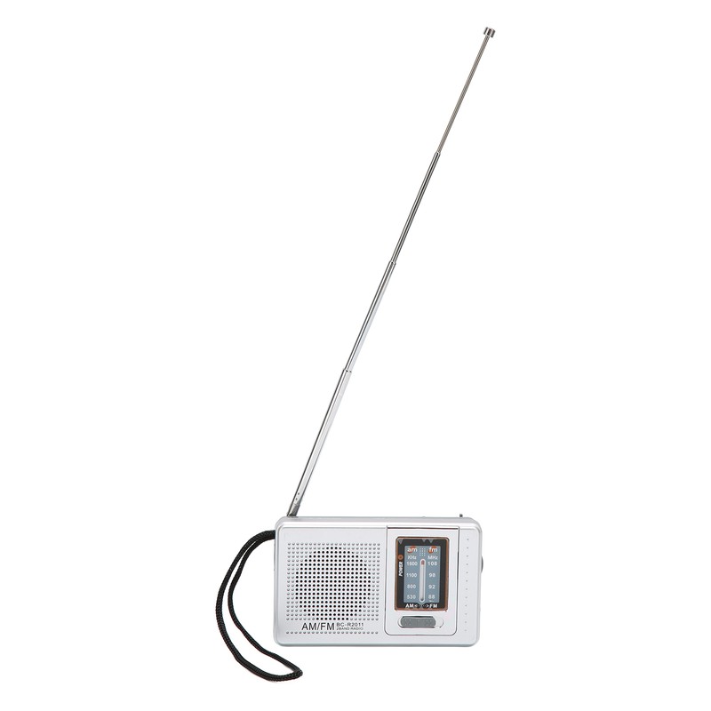 Portable Pocket Radio AM/FM Classic Elegant Design Silver Grey Battery