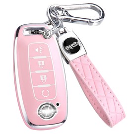 Montague Key Fob Cover for Nissan with Keychain Accessories, Premium Soft TPU Full Protection Key Case for 2023 2024 Pathfinder Rogue Kicks 2025 Smart Key Protector (4 Buttons, Pink)