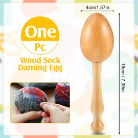Darning Egg Darning Egg for Socks Wooden Darning Egg Wooden Darning Supplies Kit with Large Eye Needles Sewing Threads for Socks Clothes Adults Darner DIY Handicraft Home Sewing Care (Multiple color)