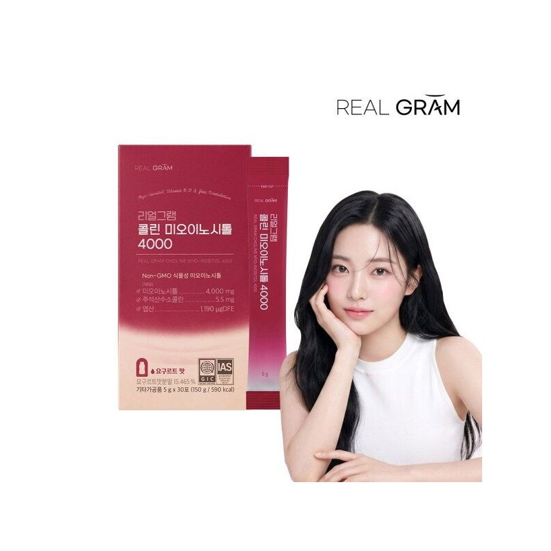 Realgram [리얼그램] 콜린미오이노시톨 4000 5g x 30포(150g) 1박스