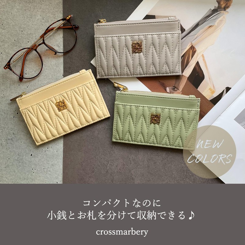 Crossmarbery Fragment Case Slim Wallet with Coin Pocket Quilted Lightweight