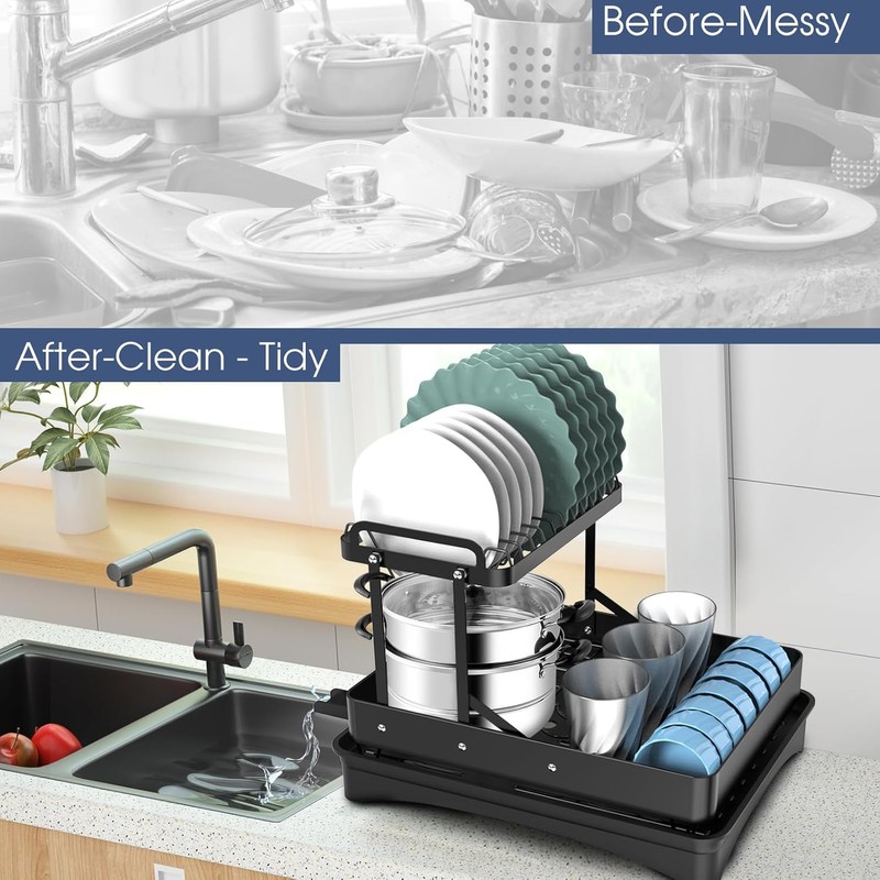 Dish Drying Rack for Kitchen Counter, 304 Stainless Steel 2