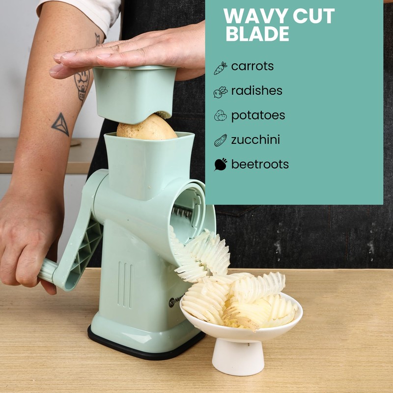 NexoBlaze 6 in 1 Rotary Cheese Grater Hand Crank with