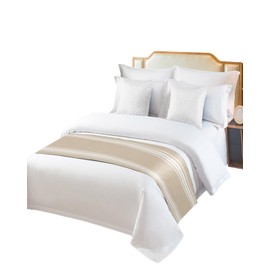 Bed Runner for King Size Bed, Beige Striped Bed Scarf Throws for Foot of Bed, Farmhouse Luxurious White Stripes Modern Abstract Art Luxury Bedding Protector Bed Runners for Hotel/Home, 94 x 20 Inch