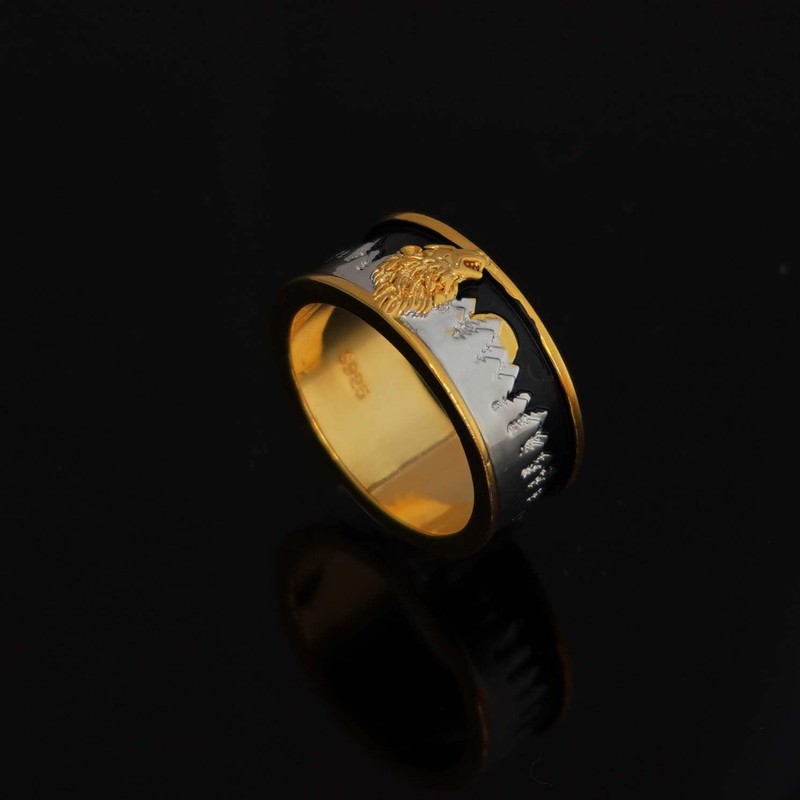 PikaLF Howling Wolf Ring for Men, Norse Viking Wolfscope Ring,