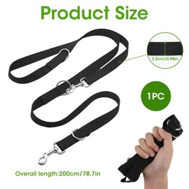 2.55m Professional Dog Training Lead Double-Ended Dog Leash Puppy Training Lead Stop Pulling Easy to Use Lightweight Soft & Durable Perfect for Puppy Walks Close Control And Walking Two Dogs（Black)