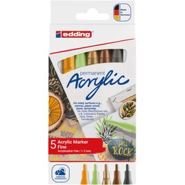 edding 5300 fine 5pcs Nature​ Acrylic Marker Set, Multi 5 Count