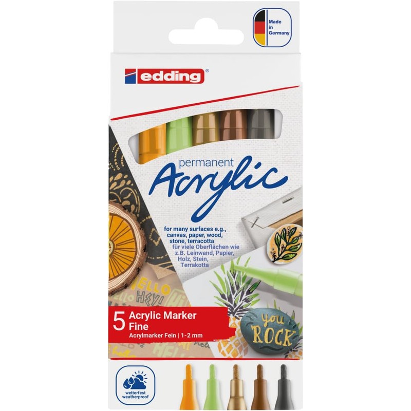 edding 5300 fine 5pcs Nature​ Acrylic Marker Set, Multi 5