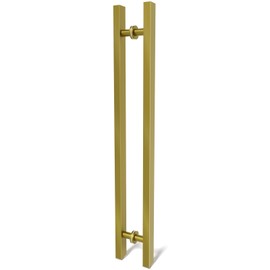 LVYIHAN Titanium Gold Square Barn Door Handles 12"/16"/18"/24"/36"/48"/59'', Pull Push Long French Door Handle Double Sided, Large Front Exterior Shower Door Pull Handles