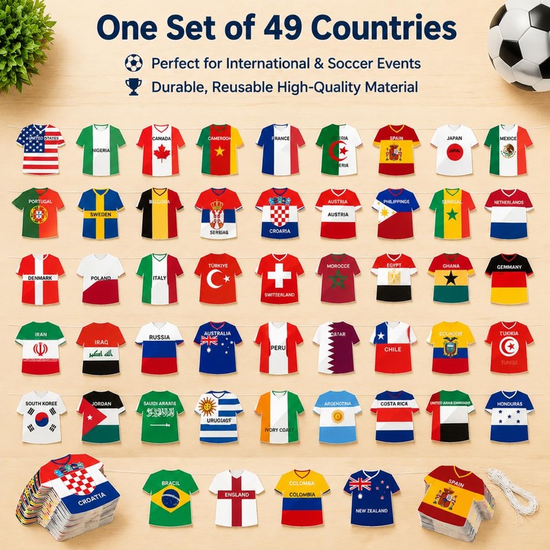 49 Countries Flags Banner Garland - International World Flag String
