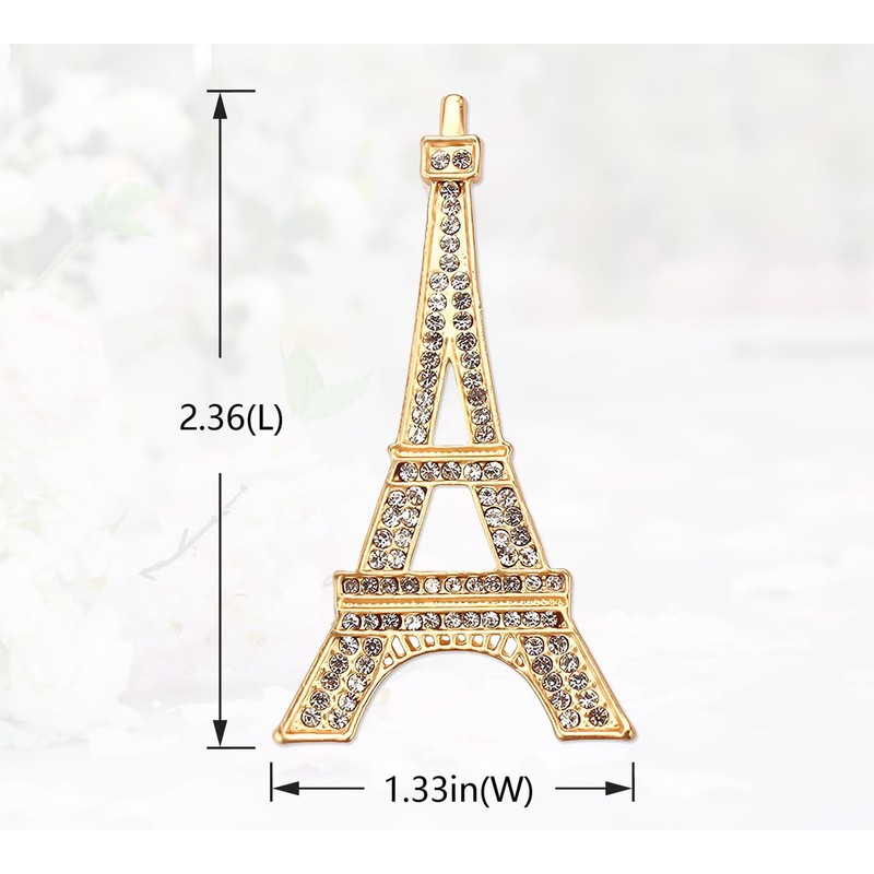 Gyn&Joy Gold Tone Clear Crystal Rhinestone Fashion Tower Brooch Pin