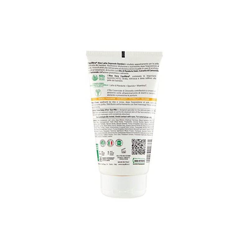 equilibra Solari, Aloe Latte Doposole Bambini, a Base di Olio