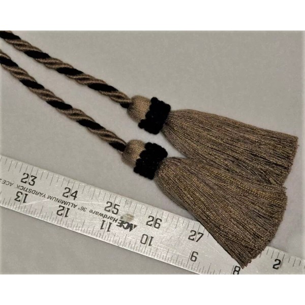 Unbranded CHAIR TIE with two 4" TASSELS in Tan/Black