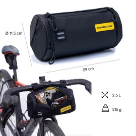 moodescape Bicycle Handlebar Bag, 2.5 Litres, Waterproof, Bicycle Bag, Handlebar Bag, Robust Recycled Polyester, Multifunctional Bikepacking Bicycle Bags for Gravel Bike, Road Bike, MTB and e-Bike