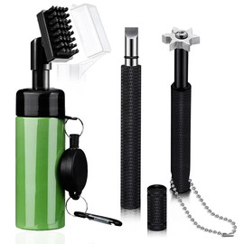 KONGISS Golf Clean Tool Set, Retractable Golf Club Brush and 2 Golf Club Groove Sharpener for U & V-Grooves, Portable Golf Brush Tool Kits for All Golf Irons for Man