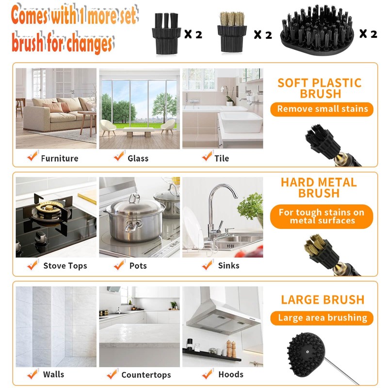 HCCTWOOW 2500W Handheld Steam Cleaner,Steamer for Cleaning,15SFast Heating High Pressure