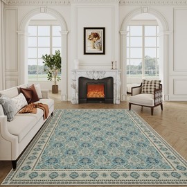 TTelephant Vintage Rug 6x9 Washable Area Rug with Non-Slip Backing Low-Pile Soft Printed Rug for Living Room Bedroom Dining Room Nursery - Maya