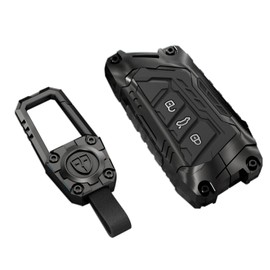 Ocezbiis For Volkswagen Key Fob Cover with Keychain,Zinc Alloy Protection Car Key Case Accessories for 2020-2024 ID4 ID3 Skoda MK8 GTI Golf Octavia Ateca Silicone Smart Keyshell(For VW Model D Grey)