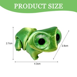 Yistoi Pack of 4 3D Printed Animals, 3D Printed Animal Figures, 3D Print Frog Model, Decorating the Table, Made of PLA Material, Cute Look, Adjustable Joints, Suitable for Children and Adults