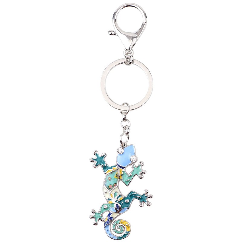 Bonny, metal esmaltado Gecko Lizard Lizard llaveros para mujer, bolsa