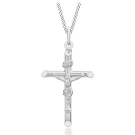 Tuscany Silver Women's Sterling Silver 16 x 34 mm Crucifix on Curb Chain Necklace of Length 46 cm/18 Inch