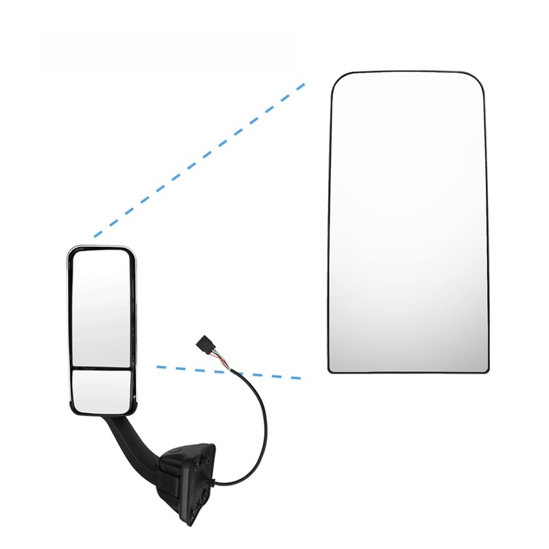 High Soar Upper Mirror Glass for Freightliner Cascadia 2007-2018, Door