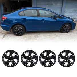 NIXON OFFROAD 15 Inch Hubcaps for Honda Civic Sedan 2013-2015(Not Fit for Hybrid Model) [Only Fit Steel Wheel] Wheel Rim Cover (Set of 4) PP Hub Caps Replacement for Car (Black Lacquer, 5105Style)