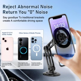 Universal 360° PRO Magnetic Suction Phone Holder Car,Alloy Folding Magnetic Cell Phone Holder for Car [Super Strong Magnet] Bracket Magnetic Dashboard Phone Car Mount for All Smartphone (Black)